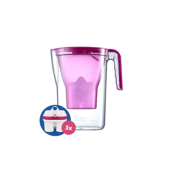 BWT Vida kancsó (2,6 liter pink) manuális szett 3 filterrel