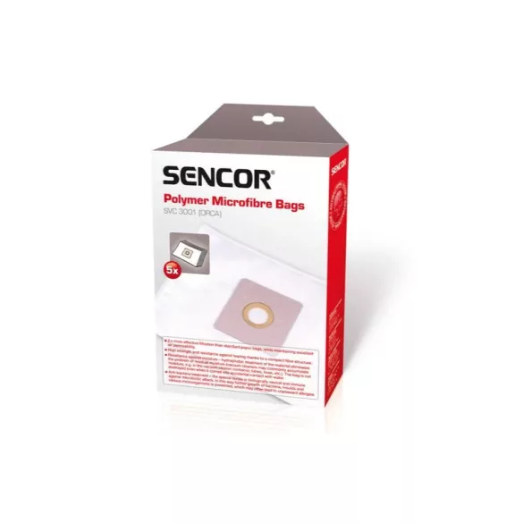 Gyári mikroszálas porzsák SENCOR SVC 3001 Orca Wet&Dry porszívóhoz (5db/csomag)