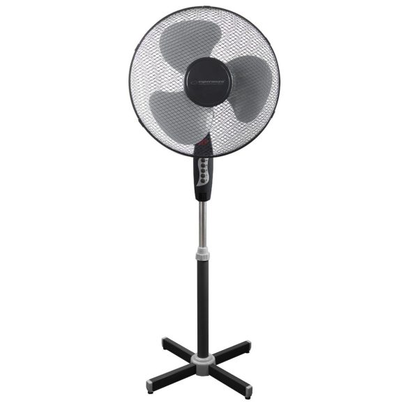 Álló ventilátor – 40 cm átmérő, 3 sebességfokozat, forgatható fej (50 W), fekete /szürke