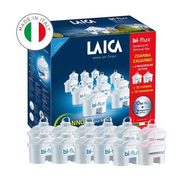 Laica F12SES0 Bi-Flux univerzális vízszűrő Laica kancsóba, 10 db + LAIBF962 magnézium, 2db