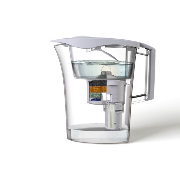 LAICA Predator fehér vízszűrő kancsó mechanikus kijelzővel, bi-flux univerzális és Germ-Stop szűrő