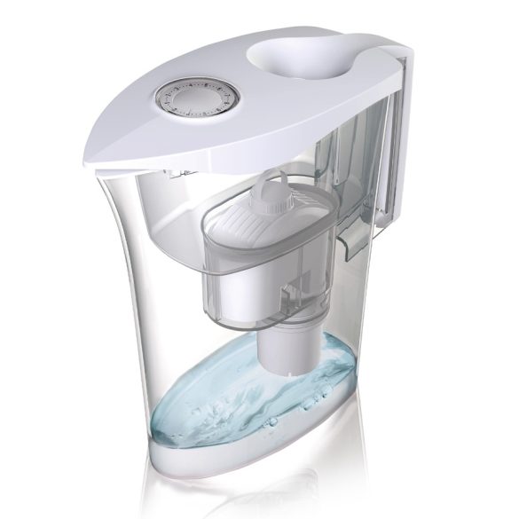 LAICA Predator fehér vízszűrő kancsó mechanikus kijelzővel, bi-flux univerzális és Germ-Stop szűrő